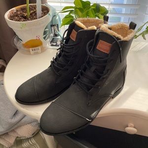Toms Black Lace Up Combat Boot